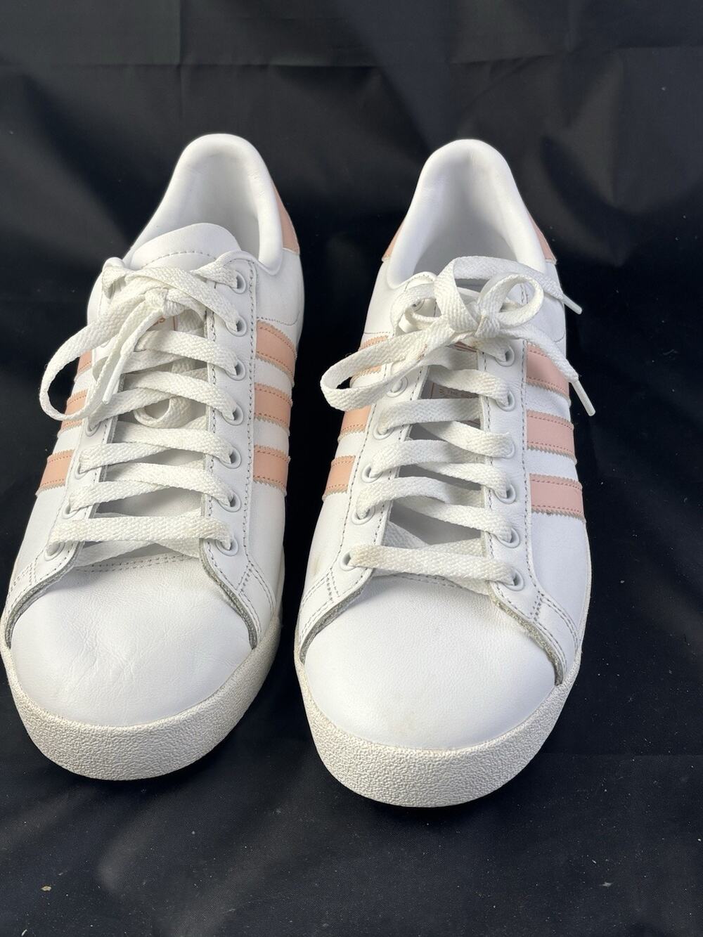 ADIDAS Cloudfoam Womens Low Top Lace-Up Sneakers White Pink Size 8.5-011001-EUC